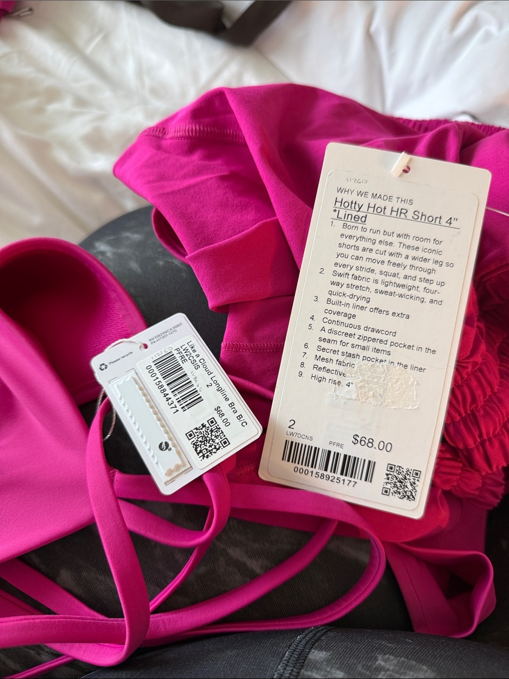 Lululemon Pink Flare Matching Set Like a Cloud Bra + Hotty Hot Shorts Size 2 NWT - Picture 2 of 10